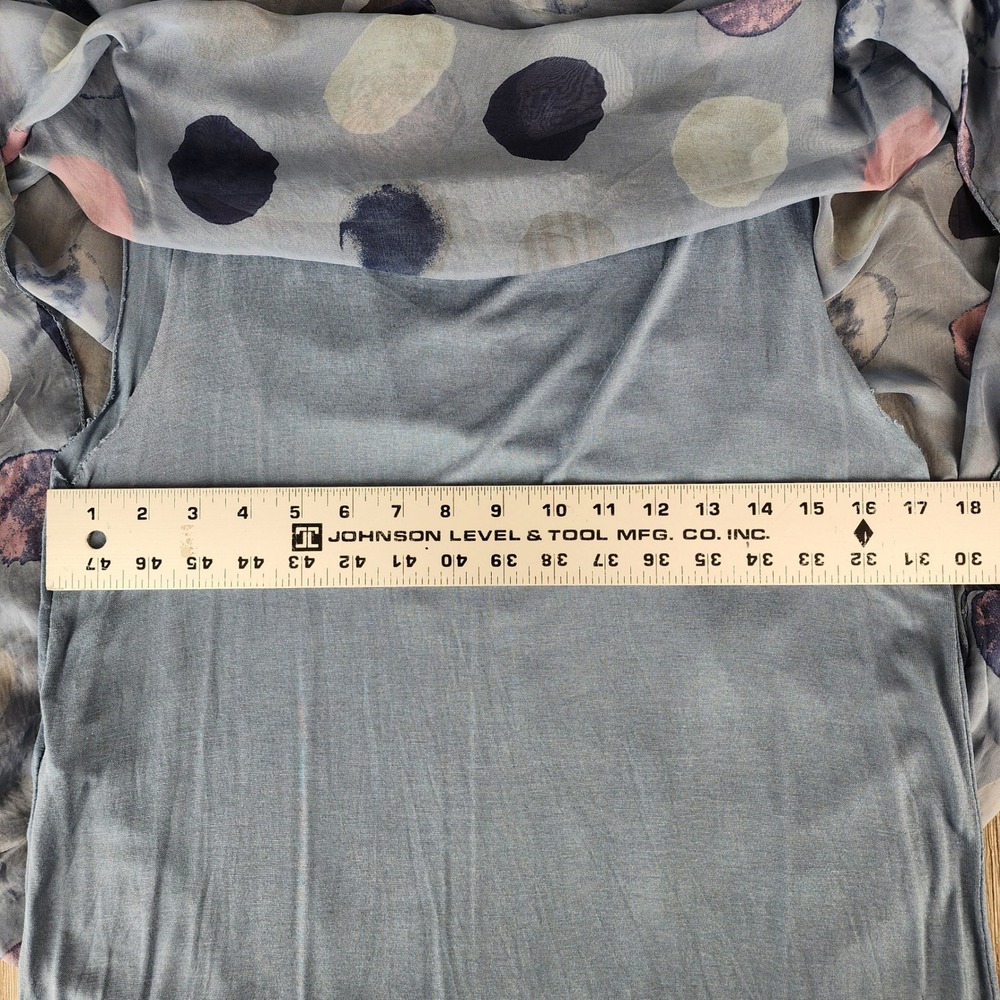 Made in Italy Silk Blend Polka Dot Ponho Top Blue Painterly Layered Lagenlook - Picture 5 of 14